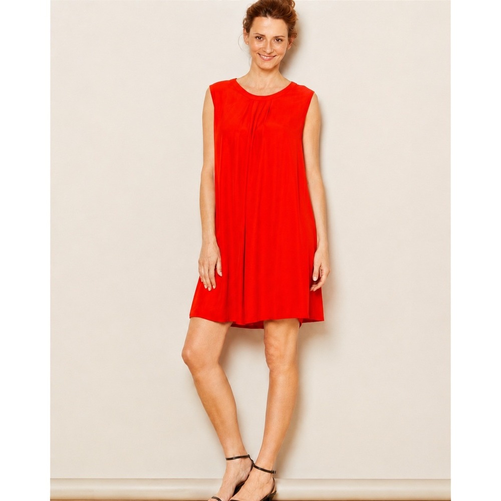 Masai Mini Dress Pleated Harper Tunic Shift Red Sleeveless Small NWT
